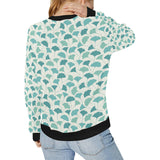 Green ginkgo leaves pattern Women's Crew Neck Sweatshirt