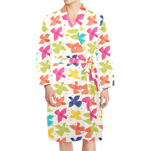 Pigeon Pattern Print Design 01 Men's Long Sleeve Belted Night Robe