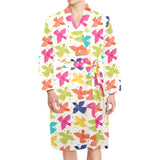 Pigeon Pattern Print Design 01 Men's Long Sleeve Belted Night Robe