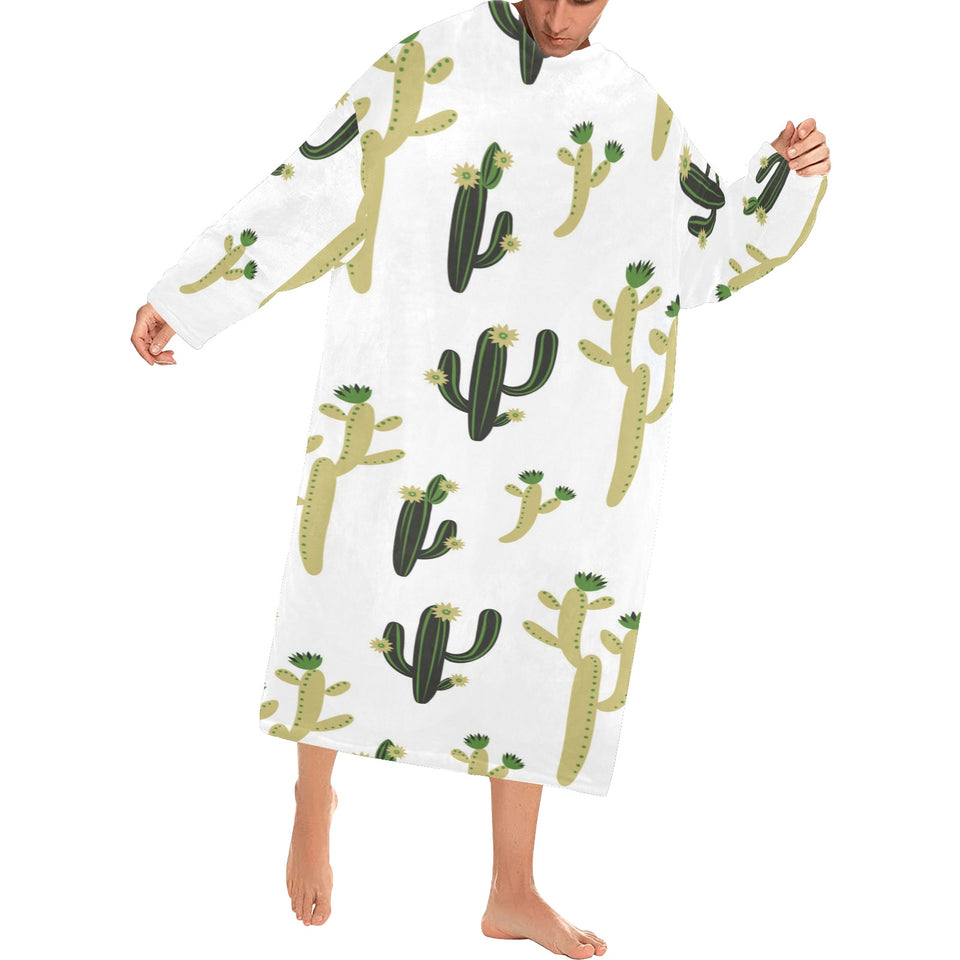 Cute cactus pattern Blanket Robe with Sleeves