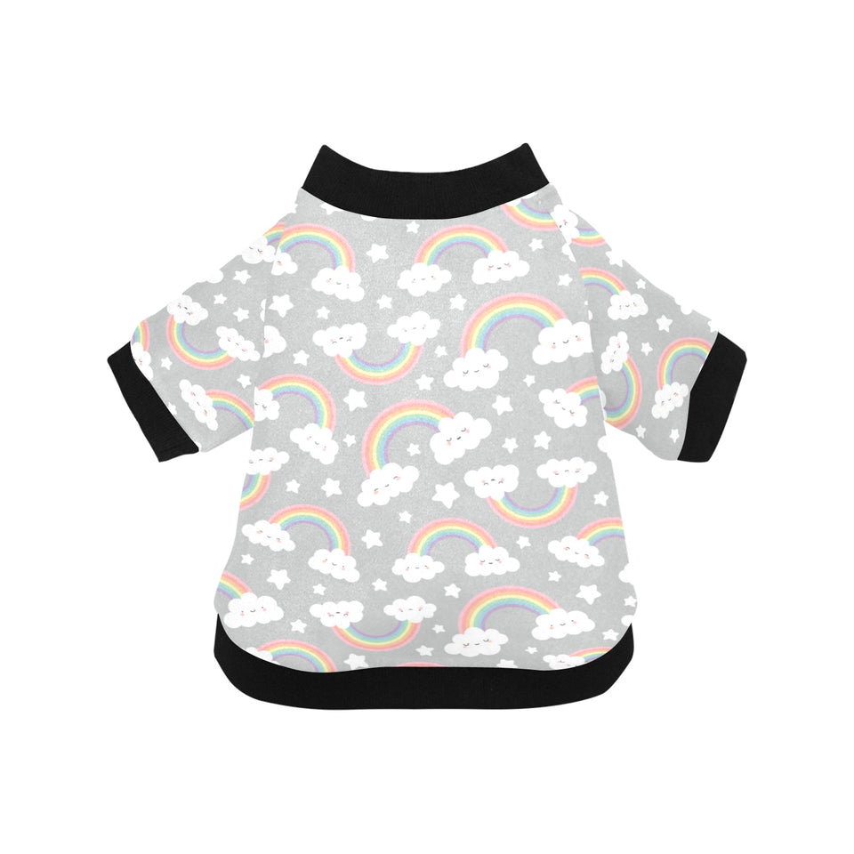Cute rainbow clound star pattern All Over Print Pet Dog Round Neck Fuzzy Shirt