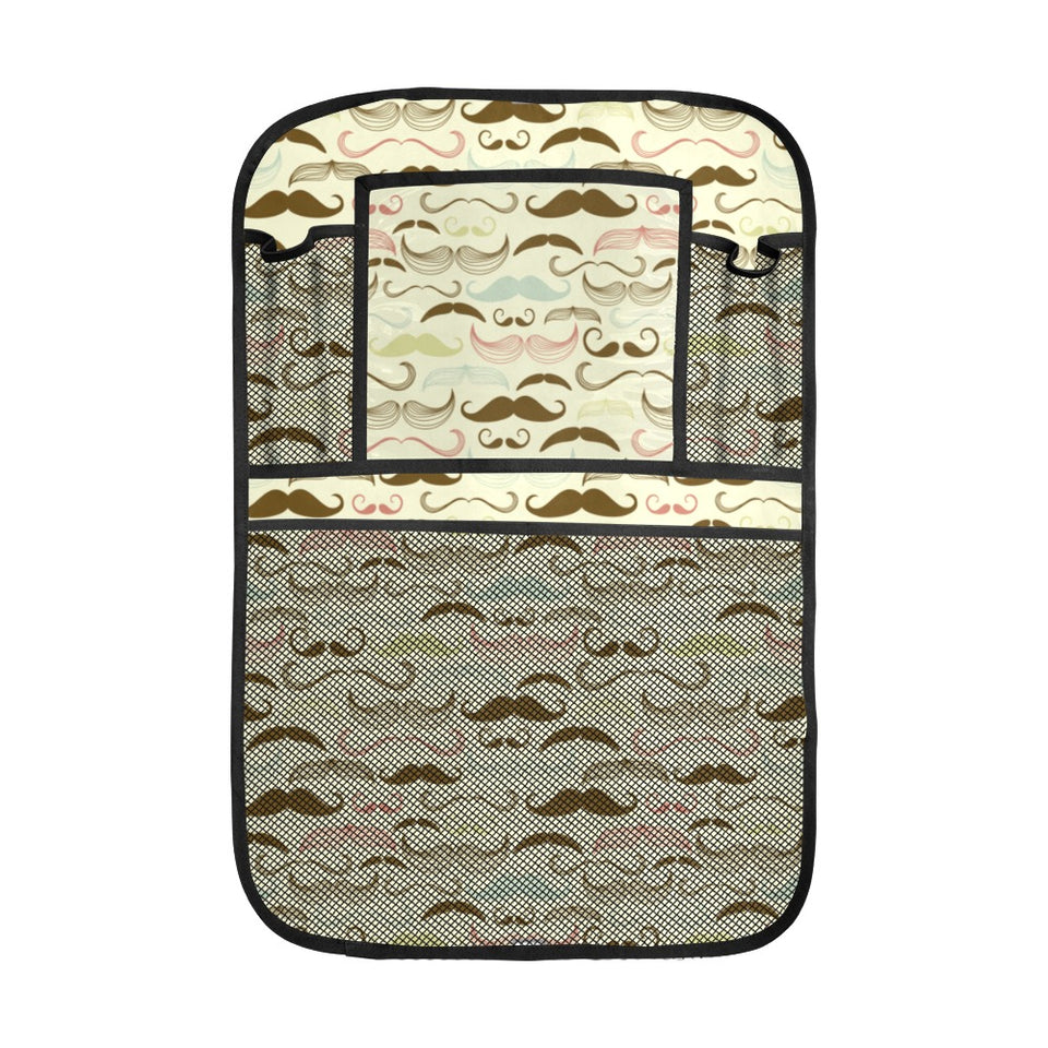 Mustache Beard Pattern Print Design 01 Car Seat Back Organizer