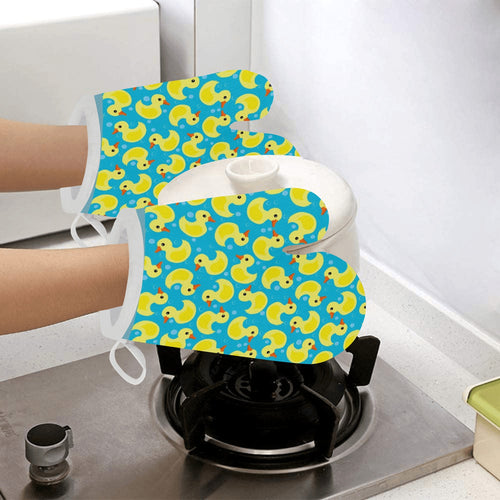 Duck Pattern Print Design 04 Heat Resistant Oven Mitts