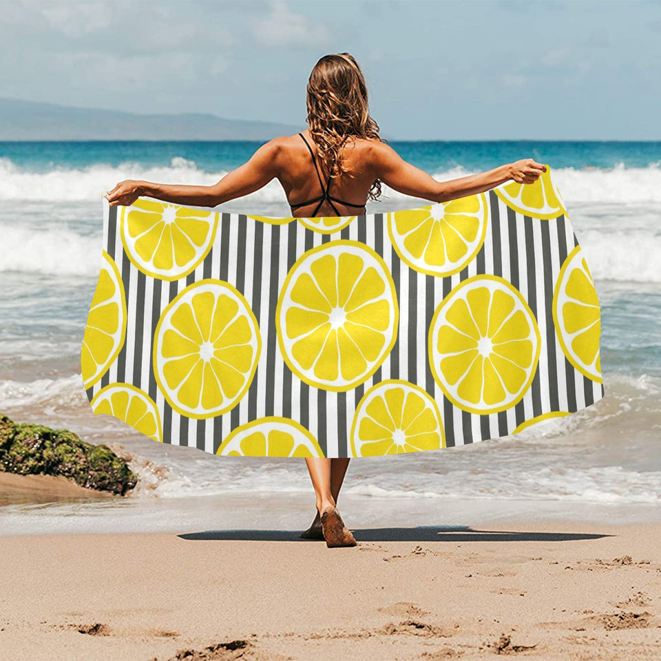 slice of lemon design pattern Beach Towel