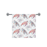 Watercolor sea turtle jellyfish pattern Bath Towel