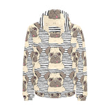 Happy pug pattern Men's Padded Hooded Jacket