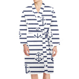 Anchor rope nautical pattern Men's Long Sleeve Belted Night Robe