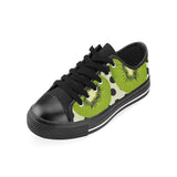 kiwi black dot background Men's Low Top Canvas Shoes Black