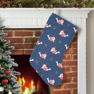 Cute sea lion seal christmas hat candy cane heart Christmas Stocking