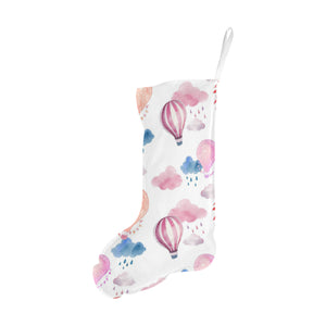 Watercolor air balloon cloud pattern Christmas Stocking
