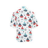 Cute color paper sailboat pattern Women's All Over Print Hawaiian Shirt