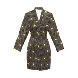 Casino Cards Suits Pattern Print Design 01 Women's Long Sleeve Belted Night Robe