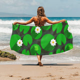 Frog waterlily pattern Beach Towel
