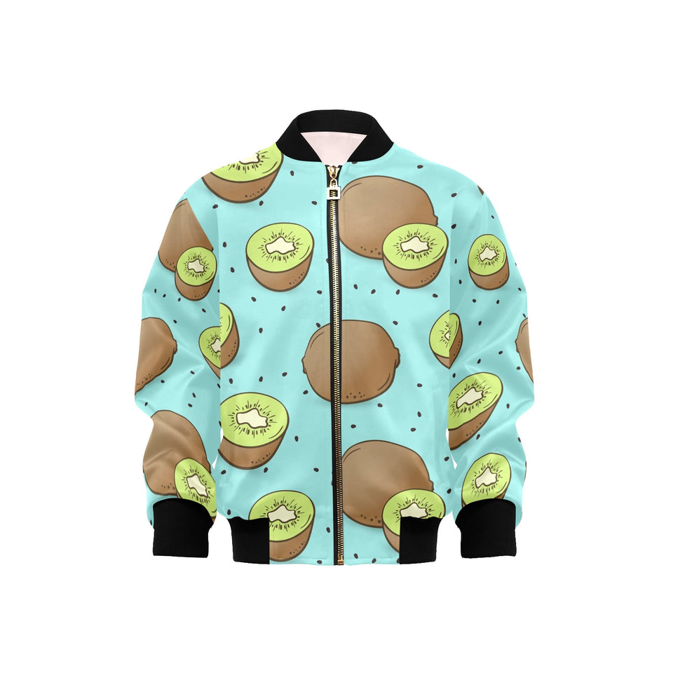 Kiwi blue background Kids' Boys' Girls' Bomber Jacket