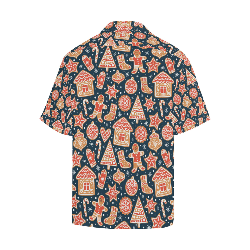 Christmas gingerbread cookie pattern Men's All Over Print Hawaiian Shirt