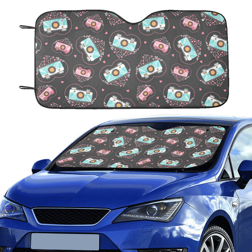 Camera Pattern Print Design 04 Car Sun Shade