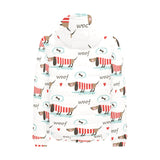 Cute dachshund bone pattern Men's Padded Hooded Jacket