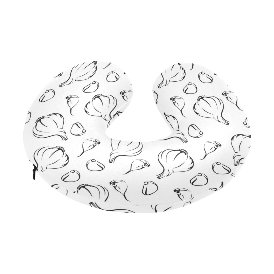 Garlic pattern black white U-Shaped Travel Neck Pillow