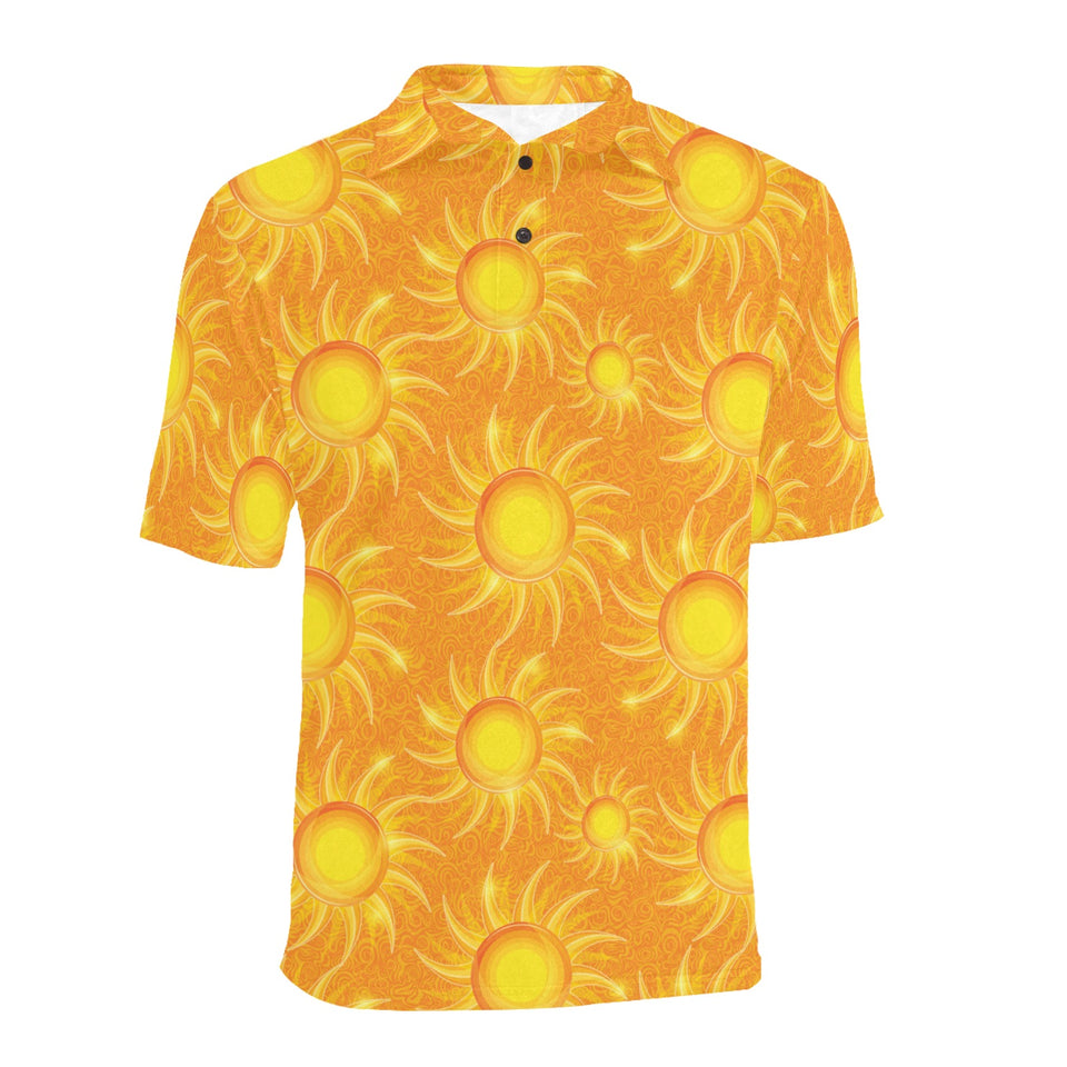 Sun orange background Men's All Over Print Polo Shirt