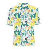 Cute parrot toucan flamingo cactus exotic leaves p Men's All Over Print Polo Shirt