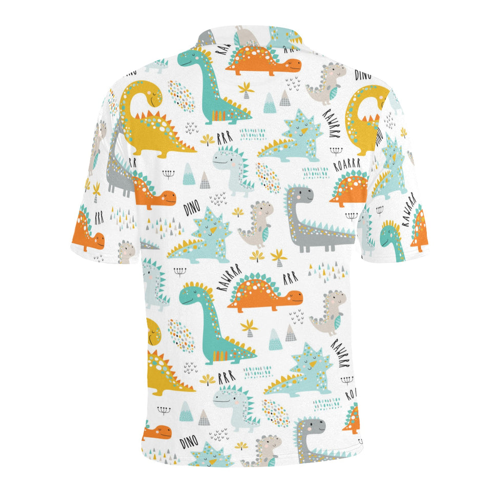 Cute funny kids dinosaurs pattern Men's All Over Print Polo Shirt
