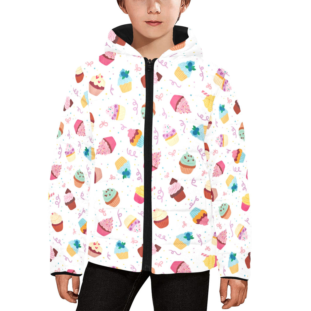 Cake cupcake design pattern Kids' Boys' Girls' Padded Hooded Jacket