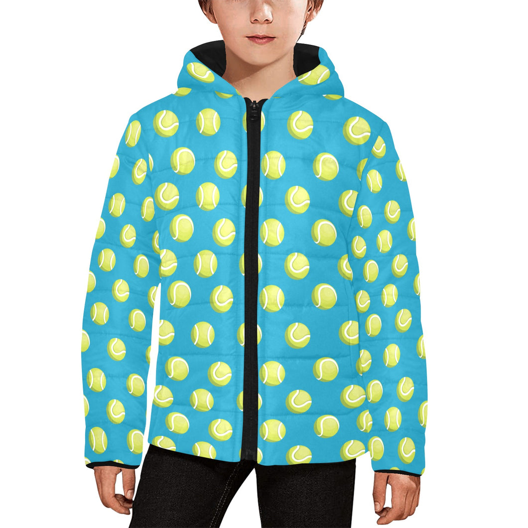 Tennis Pattern Print Design 05 Kids' Boys' Girls' Padded Hooded Jacket