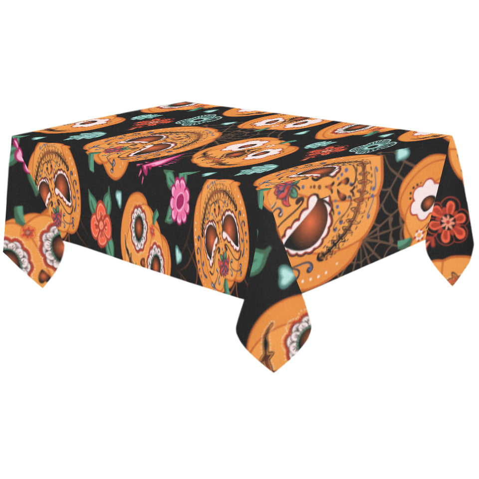 Pumpkin flowers spiderweb Halloween theme Tablecloth