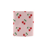 cherry pattern pink background Classical White Mug (Fulfilled In US)