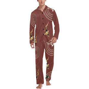 Koi Fish Carp Fish red background Men's Long Pajama Set