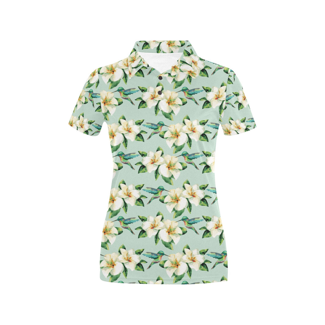 Hummingbird Pattern Print Design 01 Women's All Over Print Polo Shirt