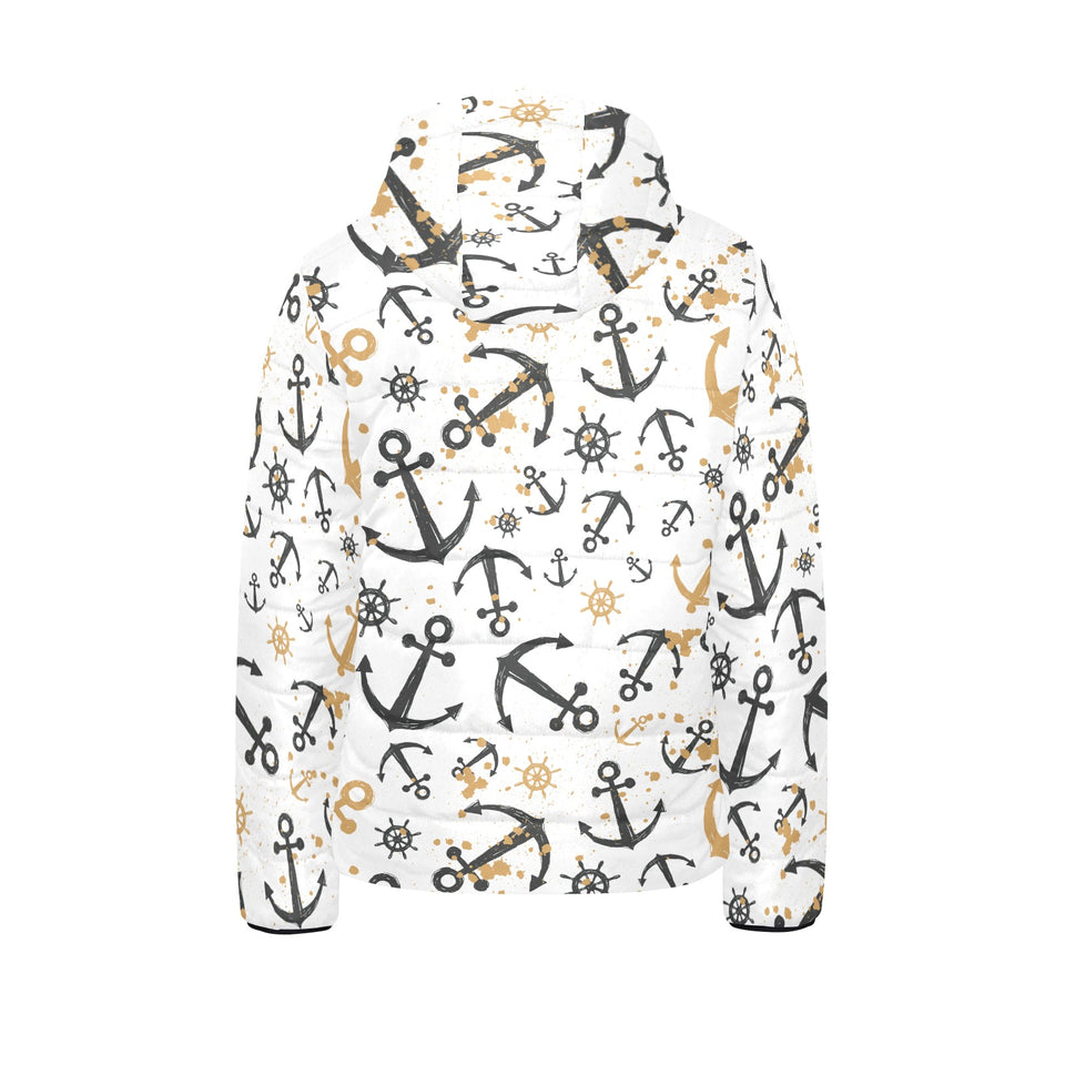 Anchors Rudders pattern Kids' Boys' Girls' Padded Hooded Jacket