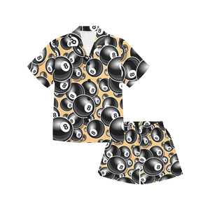 Billiard Ball Pattern Print Design 04 Kids' Boys' Girls' V-Neck Short Pajama Set