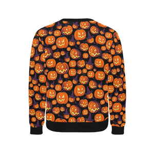 Halloween Pumpkin pattern Men's Crew Neck Sweatshirt