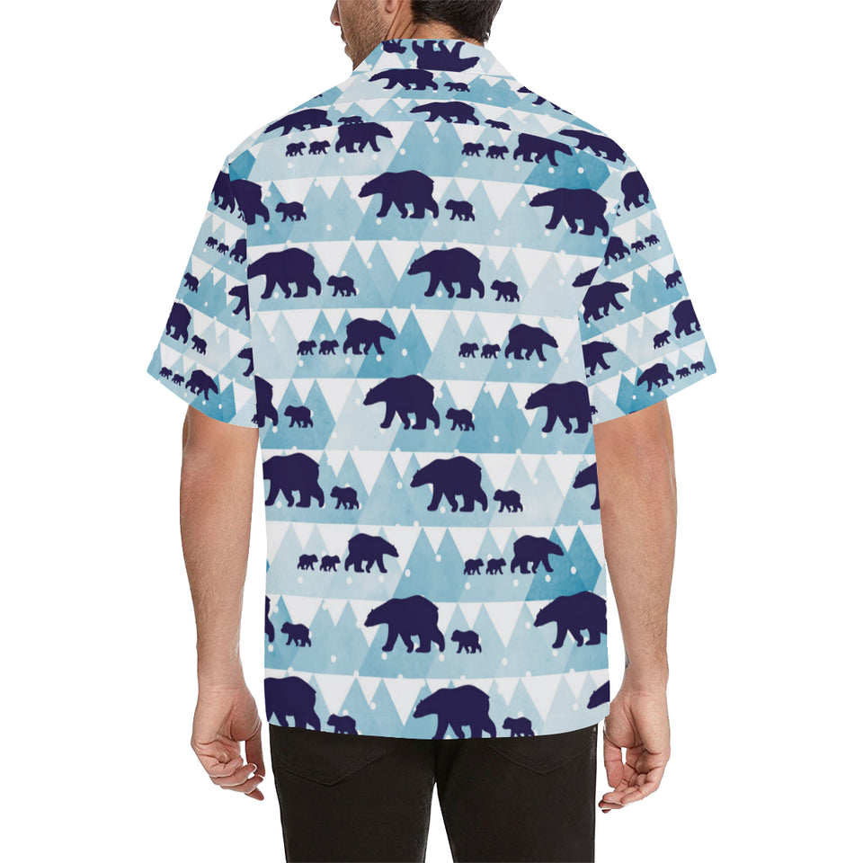 polar bear winter snow pattern Men's All Over Print Hawaiian Shirt