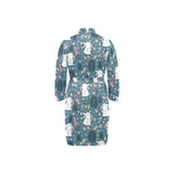 Cute rabbit pattern Men's Long Sleeve Belted Night Robe