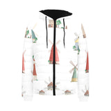 windmill design pattern Men's Padded Hooded Jacket