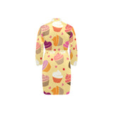 cake cupcake heart cherry pattern Men's Long Sleeve Belted Night Robe