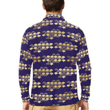 Beautiful japanese fan pattern Men's Long Sleeve Polo Shirt