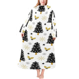 Christmas tree holly snow star pattern Blanket Robe with Sleeves