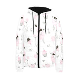 Poodle dog rose cake pattern Men's Padded Hooded Jacket