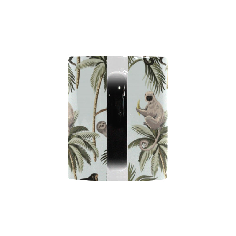 Monkey sloth lemur palm trees pattern Morphing Mug Heat Changing Mug