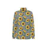 sunflowers ribbon background Women's Long Sleeve Polo Shirt