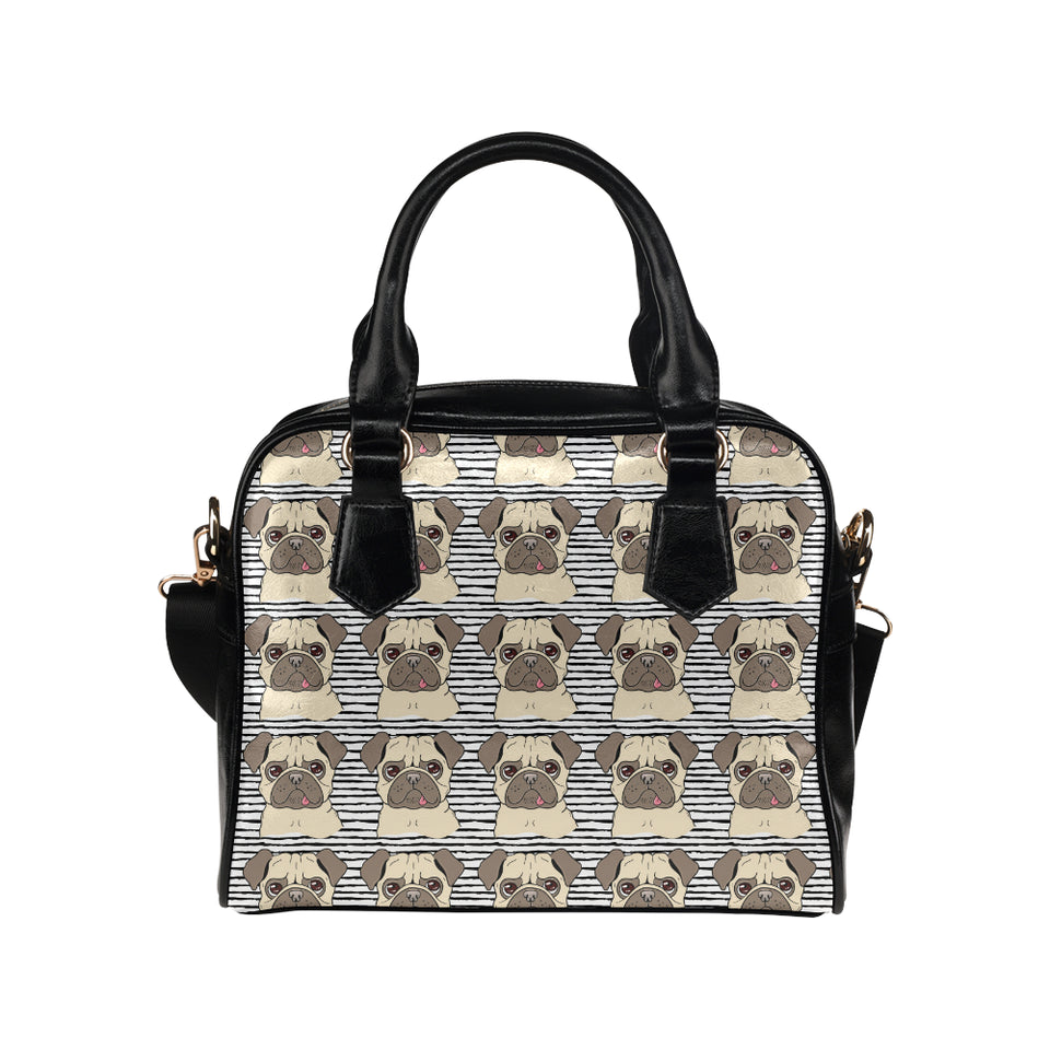 Happy pug pattern Shoulder Handbag
