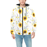 beautiful sunflowers pattern Men's Padded Hooded Jacket