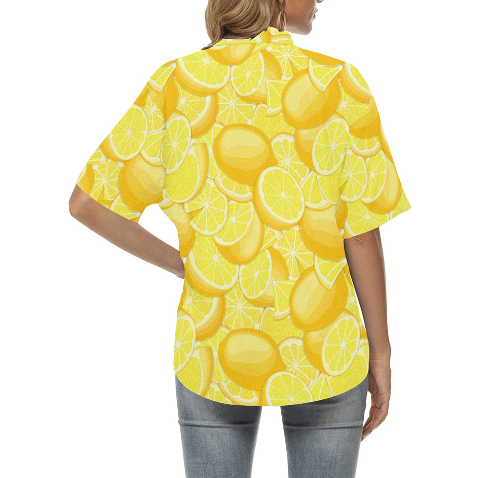 lemon pattern Women's All Over Print Hawaiian Shirt