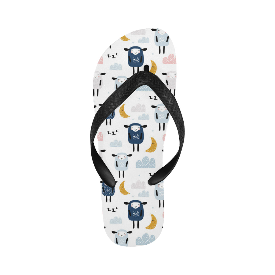 Cute sleeping sheep moon cloud pattern Unisex Flip Flops