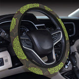 Hop pattern black background Car Steering Wheel Cover