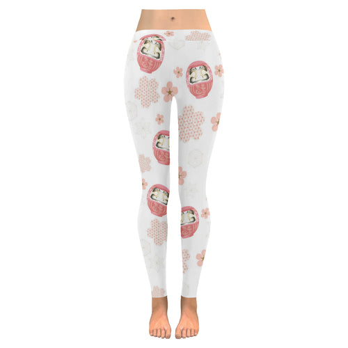 Daruma japanese wooden doll cherry blossom flower Women's Legging Fulfilled In US