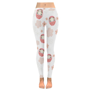 Daruma japanese wooden doll cherry blossom flower Women's Legging Fulfilled In US